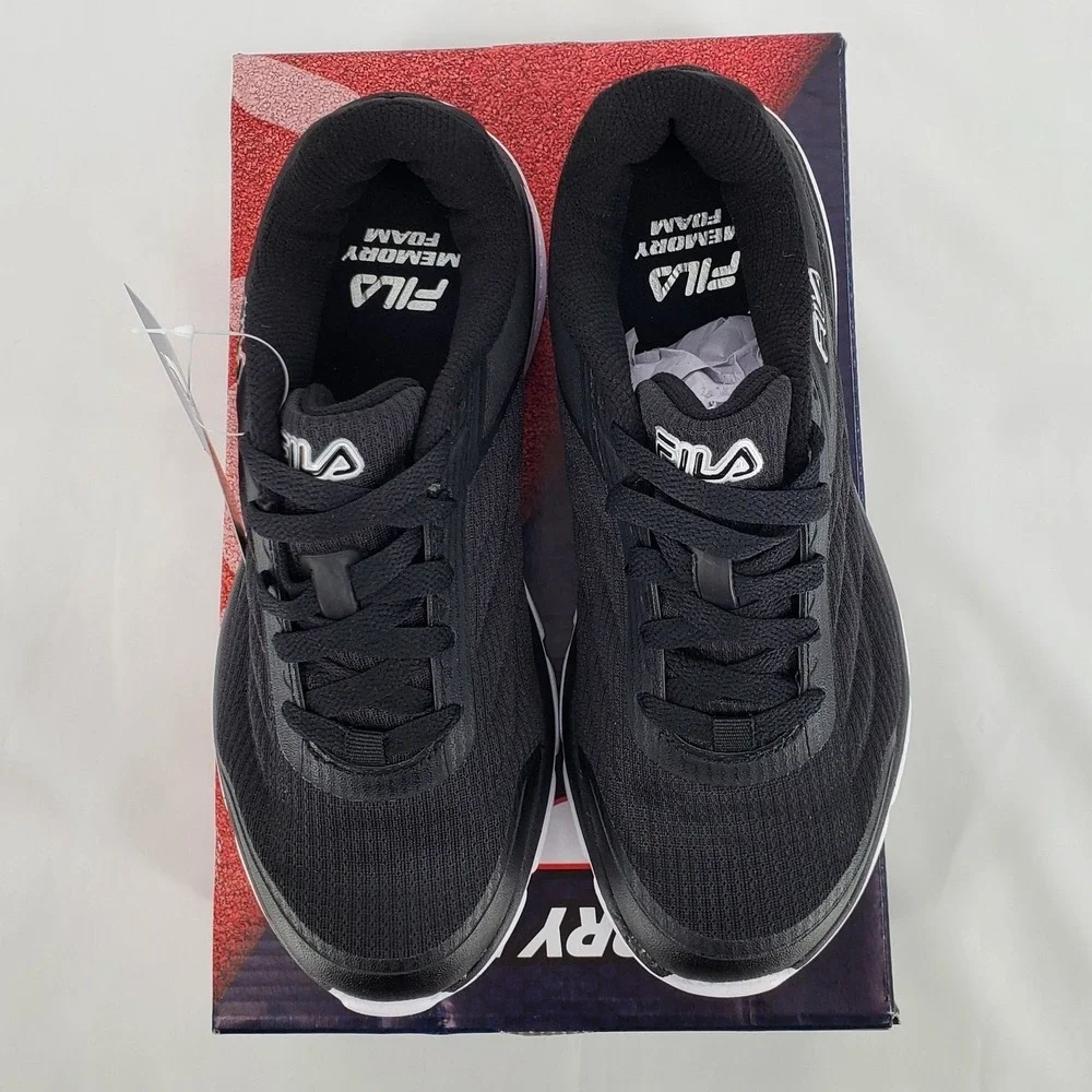 Fila Memory Core Foam Running Sneakers Womens 8.5 Black White‎ Lightweight New